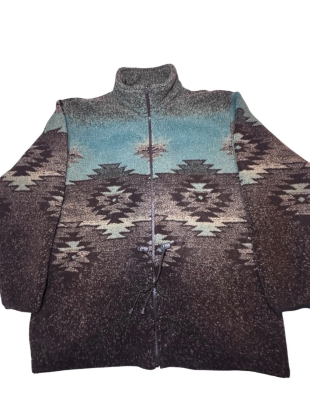 Cabelas Brown and Teal Aztec Zip-Up Jacket